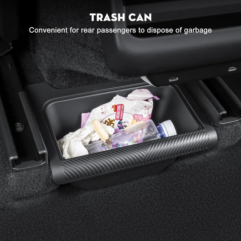 KUNIST 2026 New Model Y Juniper Backseat Trash Can Organizer TPE Storage Box with Anti-Slip Lid Cover Underseat Storage Tray for 2025-2026 Tesla Model Y Juniper Accessories - Image 4